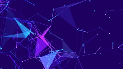 Structure of connected lines and dots. Wireframe polygonal elements on a dark background. Science and technology. 3d	
