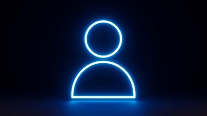 Glowing blue neon user icon on dark background for profile or identity