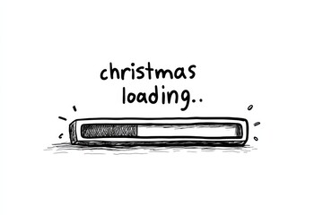 Christmas loading progress bar illustration with a cute character peeking over a wooden box