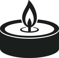 Black silhouette vector of a lit candle with a flame light fire
