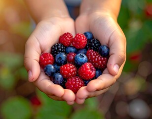 Berries in child hands