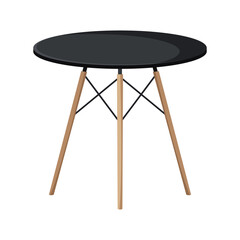 Table furniture of wood, interior wooden desk. Empty wooden table isolated illustration on white background. Vector illustration of platform or stand