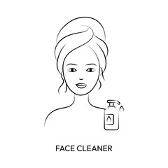 Face Cleanser Skincare Routine Line Icon Illustration