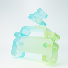 Obraz premium Frosted glass Car sharing icon isolated on white background. Carsharing sign. Transport renting service concept. Minimalism concept. 3D render illustration