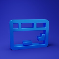 Fototapeta premium Blue Computer keyboard icon isolated on blue background. PC component sign. Minimalism concept. 3D render illustration