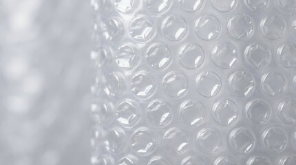 Close-up of Transparent Bubble Wrap Surface