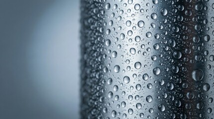 Close-Up of Water Droplets on Metal Surface