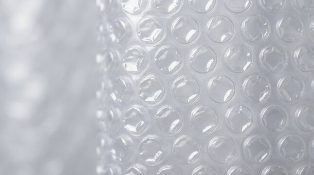 Close-up of Transparent Bubble Wrap Surface
