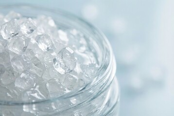 Close-Up of Crystal Clear Rock Salt in Jar
