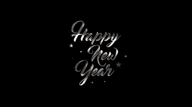 Happy New Year Silver. Lettering text for Happy New Year Animation