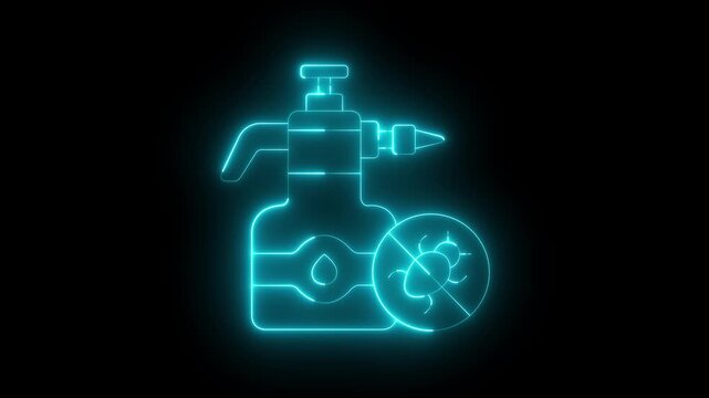 neon Bug spray icon animation. pest Control Icon: Insect Repellent Aerosol Spray Eliminating Bugs. Keep bugs at bay with Insect Spray icon animation. 4k video animation.