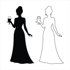 Woman drinking silhouette vector, on white background.  vector illustration design.