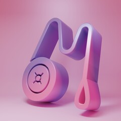 Purple-pink Yoyo toy icon isolated on pink background. Minimalism concept. 3D render illustration