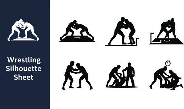Wrestling match and grappling silhouette Sheet