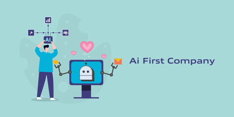 Business leader enthusiastically deploy AI first enterprise operating model, intelligent assistant execute multiple complex tasks with autonomous workflow. 