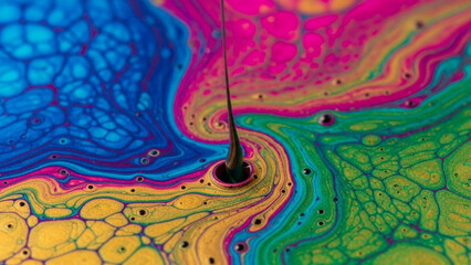 “Dreamlike abstract liquid scene with colorful motion, floating spheres, and smooth color blending.”