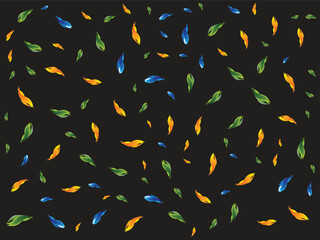 Naklejka premium Abstract Colorful Scattered Leaves Pattern Vector isolated PNG with Transparent Background
