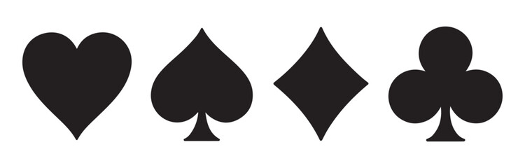 Fototapeta premium Set of four playing card suits hearts diamonds spades and clover isolated on white background