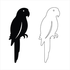 Parrot silhouette isolated - vector illustration. Flying macaw parrot silhouette vector graphic design element illustration .