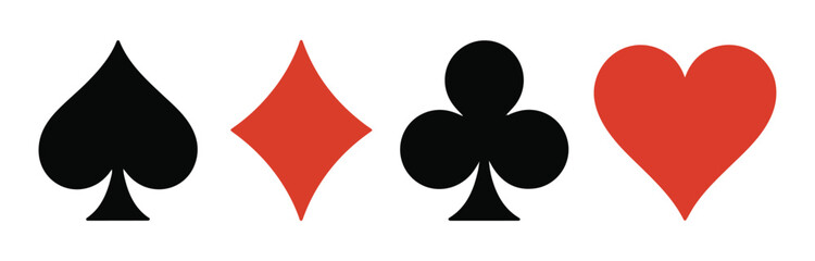 Obraz premium Collection of four primary playing card suits icons isolated on white background for design