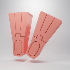 Pink Rubber flippers for swimming icon isolated on pink background. Diving equipment. Extreme sport. Sport equipment. Minimalism concept. 3D render illustration © Vadim