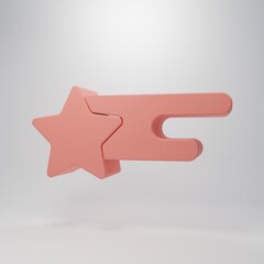 Pink Falling star icon isolated on pink background. Shooting star with star trail. Meteoroid, meteorite, comet, asteroid, star icon. Minimalism concept. 3D render illustration