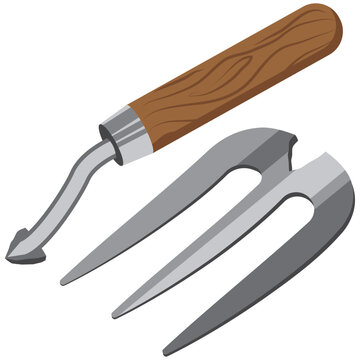 broken hand fork vector drawing.