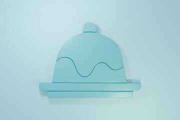 Fototapeta premium Blue Cake icon isolated on blue background. Happy Birthday. Minimalism concept. 3D render illustration