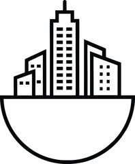 Flat Icon City Leaf Rising Symbol
