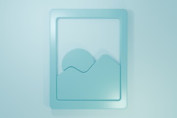 Blue Graphic tablet icon isolated on blue background. Minimalism concept. 3D render illustration