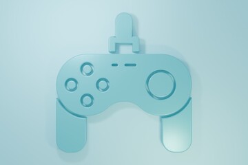 Blue Gamepad icon isolated on blue background. Game controller. Minimalism concept. 3D render illustration © Vadim