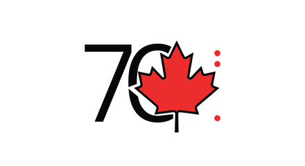 Number 70 featuring a red maple leaf symbol for Canada 70th anniversary or special national celebration events.