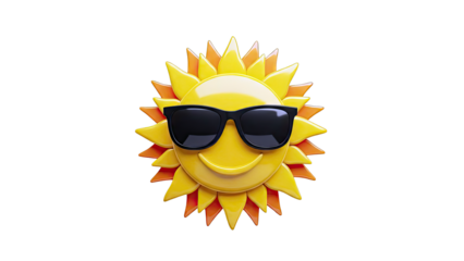 Cool Sun with Sunglasses on White Background