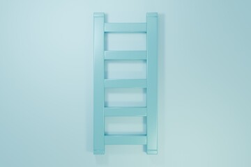 Blue Fire escape icon isolated on blue background. Pompier ladder. Fireman scaling ladder with a pole. Minimalism concept. 3D render illustration