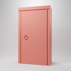 Pink Closed door icon isolated on pink background. Minimalism concept. 3D render illustration