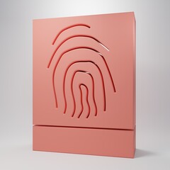 Pink Fingerprint icon isolated on pink background. ID app icon. Identification sign. Touch id. Minimalism concept. 3D render illustration