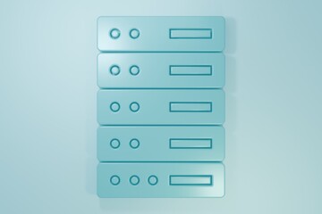 Blue Server, Data, Web Hosting icon isolated on blue background. Minimalism concept. 3D render illustration