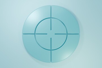 Blue Target sport icon isolated on blue background. Clean target with numbers for shooting range or shooting. Minimalism concept. 3D render illustration