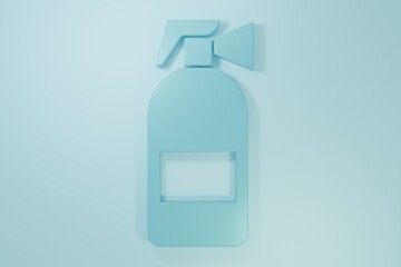 Blue Fire extinguisher icon isolated on blue background. Minimalism concept. 3D render illustration