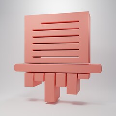 Pink Paper shredder confidential and private document office information protection icon isolated on pink background. Minimalism concept. 3D render illustration