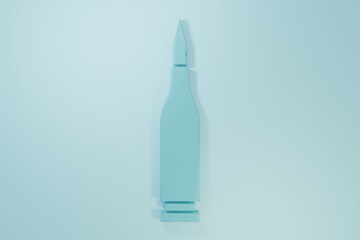 Blue Bullet icon isolated on blue background. Minimalism concept. 3D render illustration