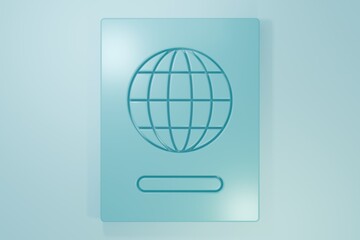 Blue Passport with biometric data icon isolated on blue background. Identification Document. Minimalism concept. 3D render illustration