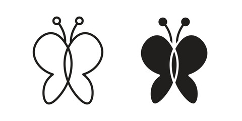Butterfly icons. glyph icon vector on white background. Flat and line vector