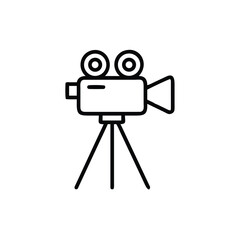 Flat Vector Icon Movie Camera Tripod Film