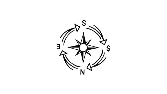 Illustration of a classic compass rose with cardinal directions and navigation symbolism.