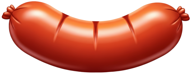 Savory sausage on transparent background for food or recipe concepts