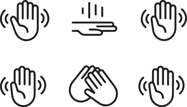 Gesture icon set waving hands