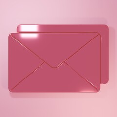 Pink Envelope icon isolated on pink background. Email message letter symbol. Minimalism concept. 3D render illustration