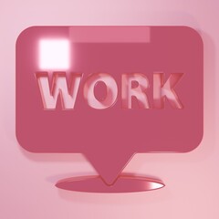 Pink Location with text work icon isolated on pink background. Minimalism concept. 3D render illustration