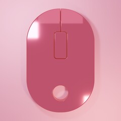 Pink Computer mouse icon isolated on pink background. Optical with wheel symbol. Minimalism concept. 3D render illustration